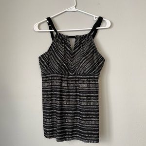 Dreamsuit Women’s Black and Gold Striped Swim Top Tankini 10